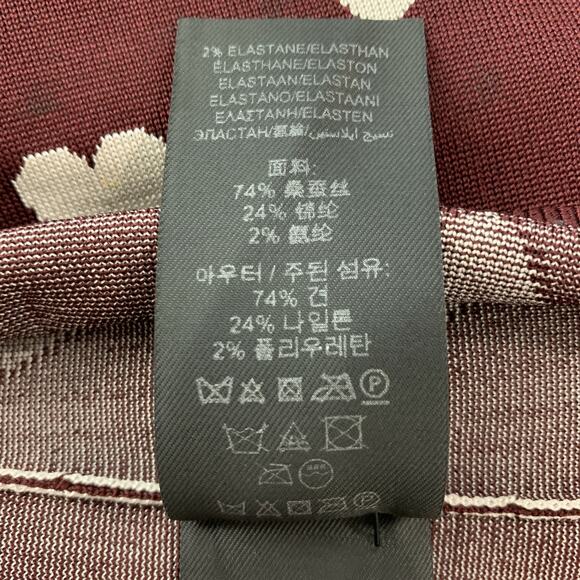 BURBERRY PRORSUM Size S Brown Silk Blend Print V-Neck Sweater - Picture 8 of 8